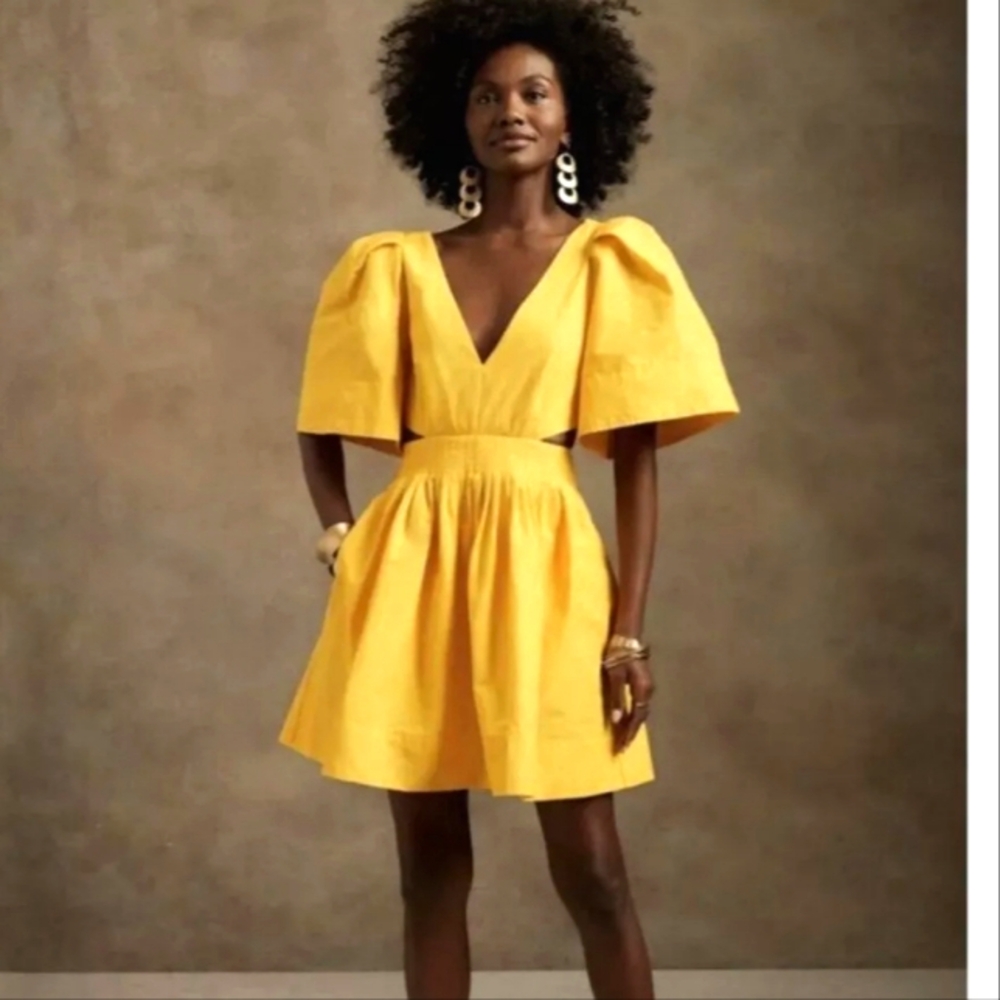 Elegant Yellow Cutout Dress